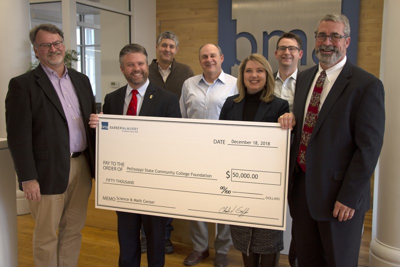 From left to right, BMA partner Kelly Headden, Pellissippi State president Dr. Anthony Wise, BMA partners Chad Boetger and Mike Dooley, Pellissippi State Foundation executive director Aneisa Rolen, BMA partners Ryan Dobbs and Chuck Griffin.